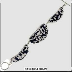 Women’s Black and White Geometric Bead Bracelet